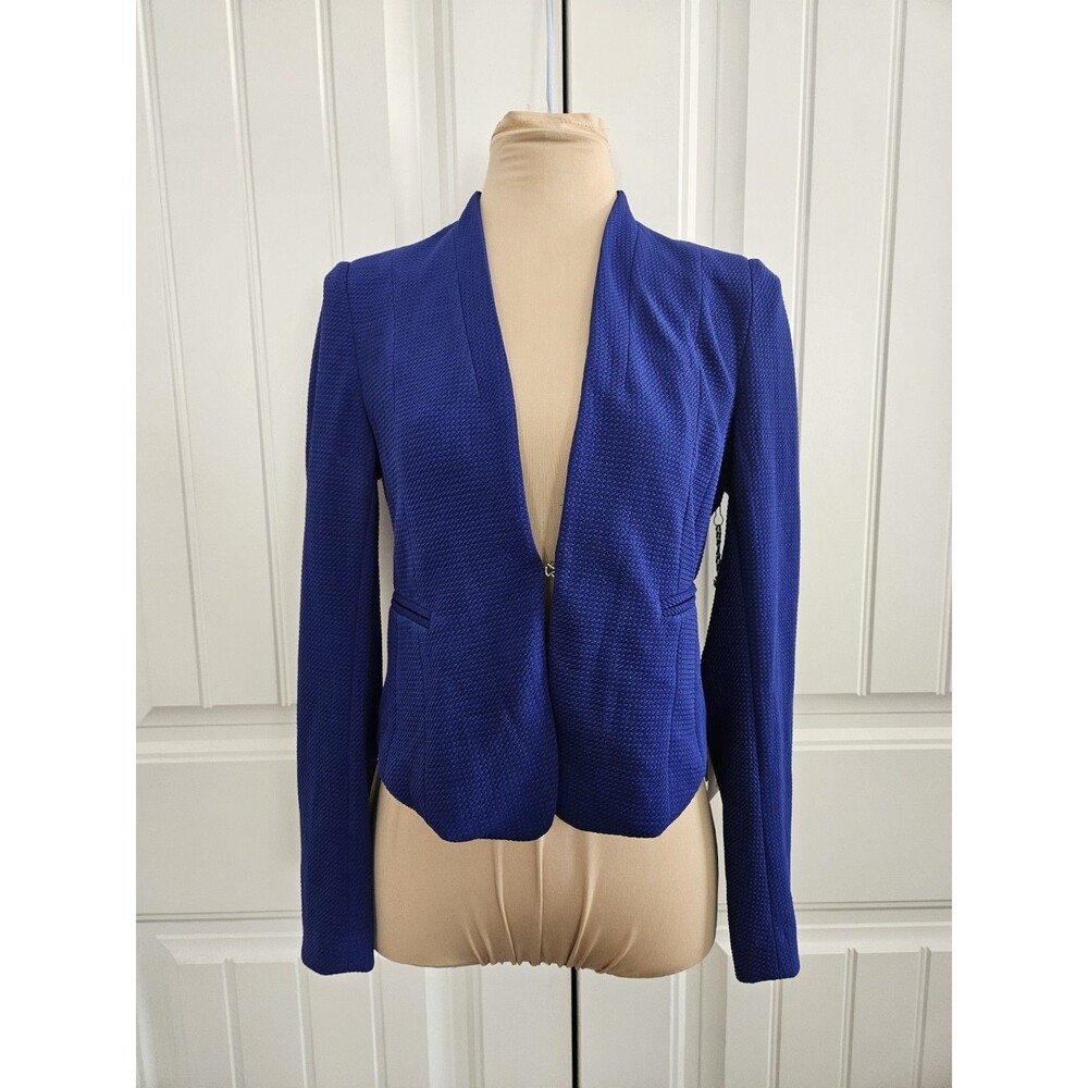 Iris Saphire Blue Soft Textured Blazer Stretchy Fabric Sz M